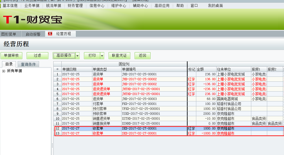 用友t1財貿(mào)寶10.0收款單金額填錯并且單據(jù)已經(jīng)過賬如何處理？