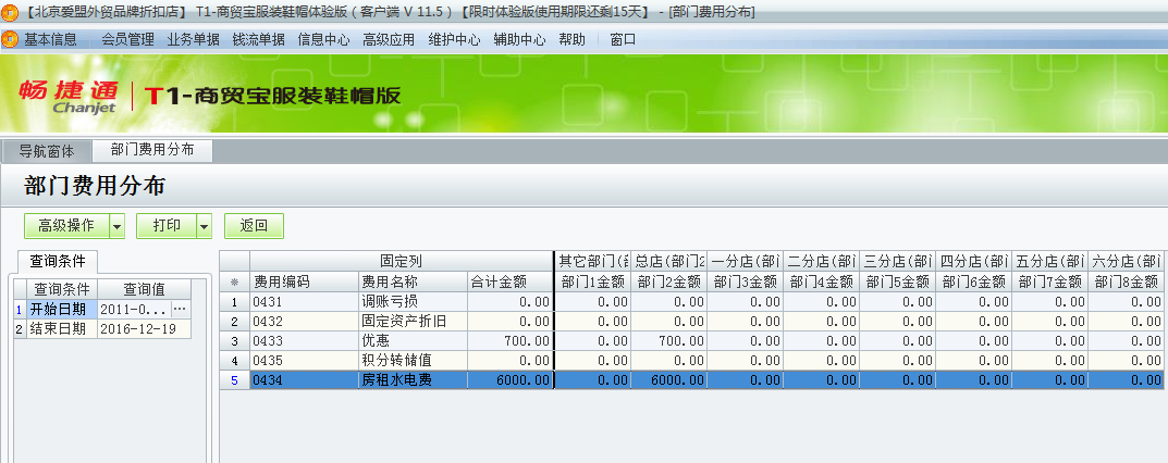 用友t1商貿(mào)寶服裝鞋帽版11.5如何查詢當(dāng)前費用的詳細分布情況？