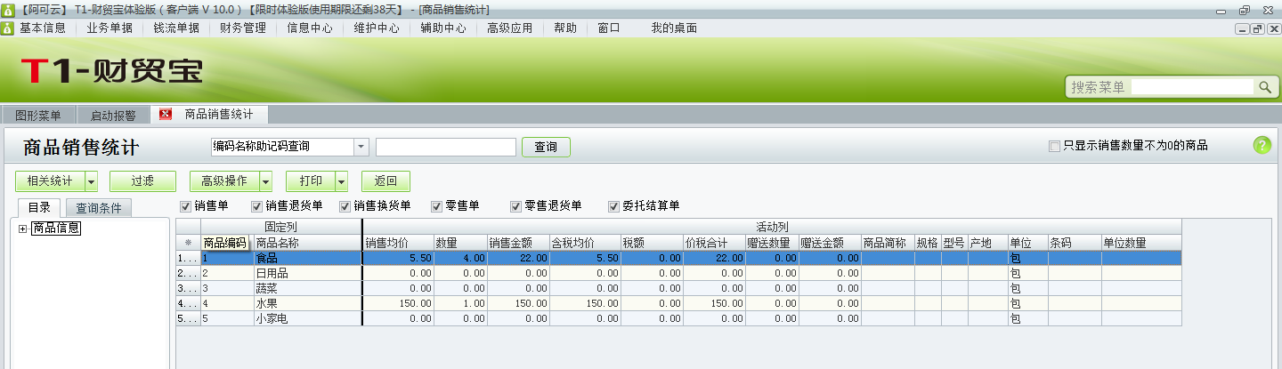 用友t1財(cái)貿(mào)寶10.0如何查詢(xún)銷(xiāo)售統(tǒng)計(jì)？